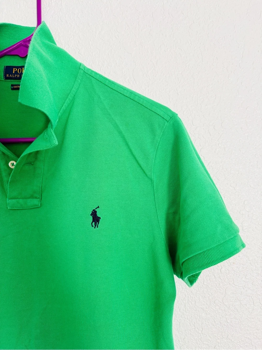 Polo by Ralph Lauren Men's Green Slim Fit Small Polo Shirt